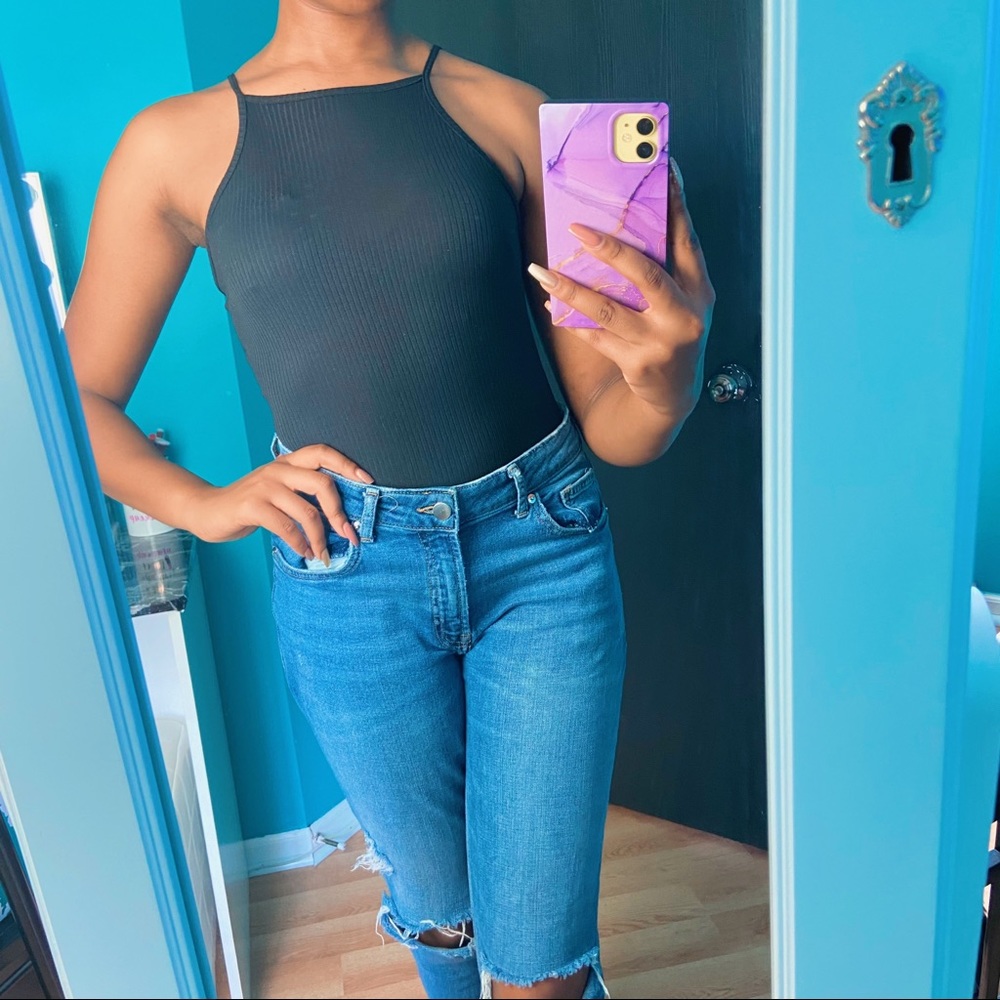 Charlotte Russe Black Halter Top Bodysuit, size S